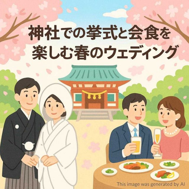 神社での挙式と会食を楽しむ春のウェディング