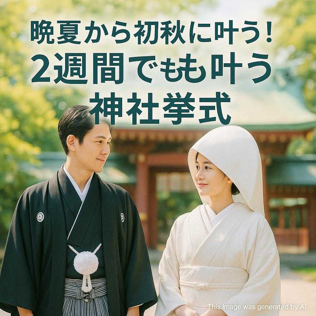 晩夏から初秋に叶う！2週間でも叶う神社挙式