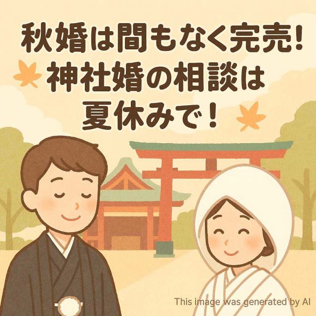 秋婚は間もなく完売！神社婚の相談は夏休みで！