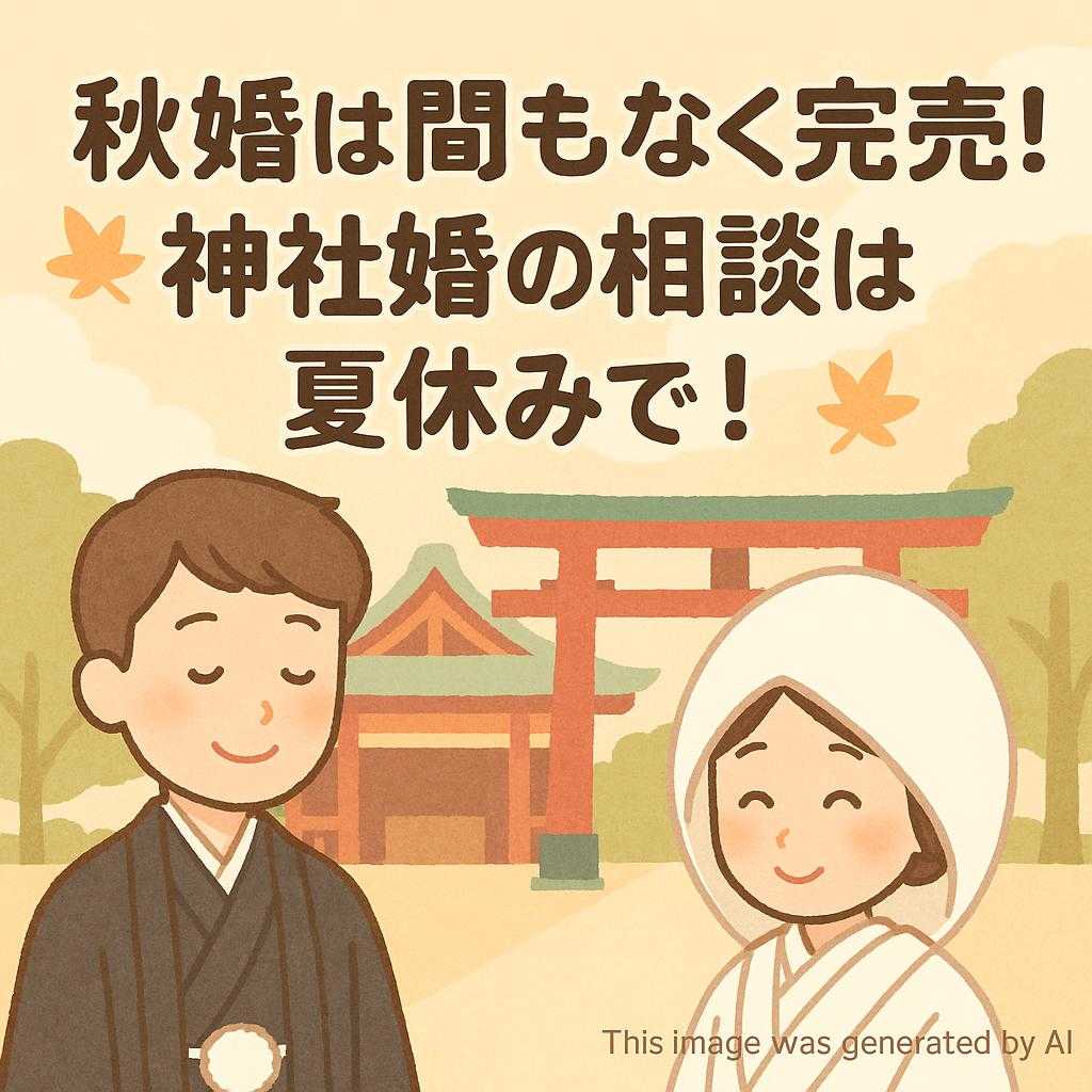秋婚は間もなく完売！神社婚の相談は夏休みで！